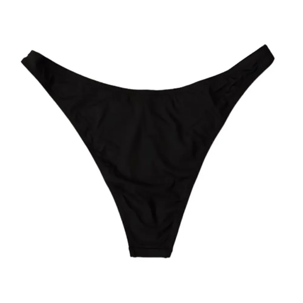 NWT SKIMS Recycled Swim Cheeky Tanga Bikini Bottom In Onyx Black